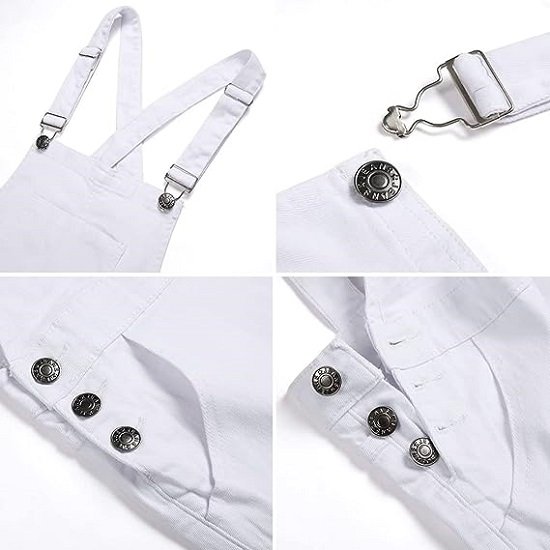 Mens Denim Shorts Bib Overalls Casual Summer Jumpsuit with Pockets