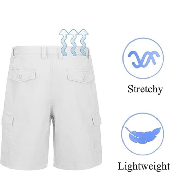 Men's Shorts Regular Fit Short with Elastic Waist Multi-Pockets